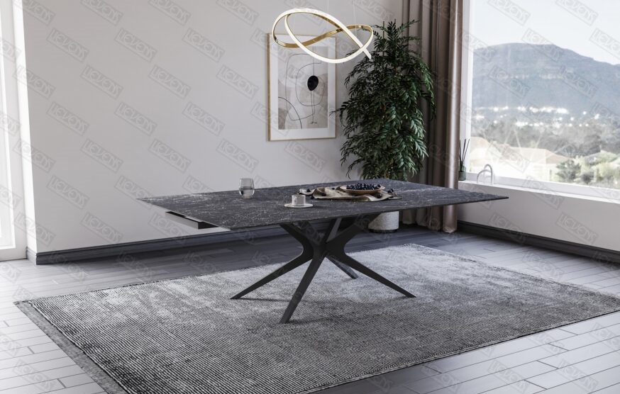 TABLE CARRÉ HECTOR ANTHRACITE MARBRÉ