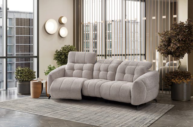 3d render of luxury hotel lobby. Digitally generated image of the hotel waiting room with comfortable sofa and armchairs.